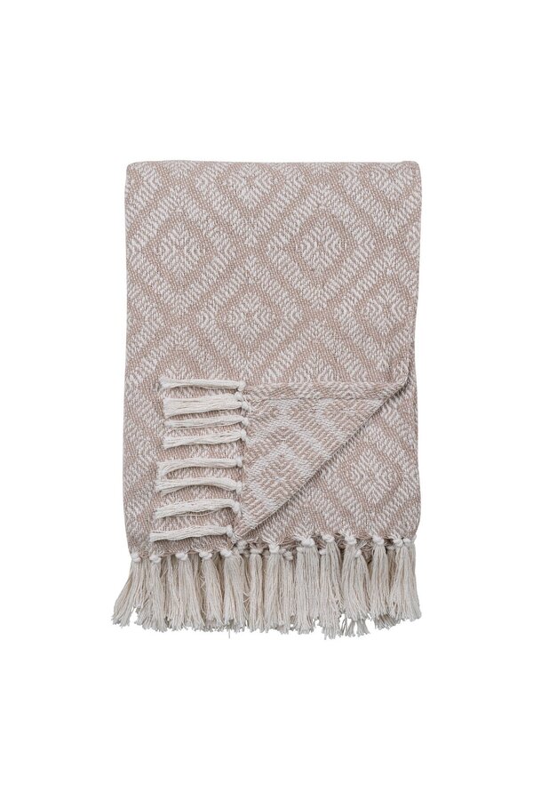 Cort Plaid – Elfenbein/Beige, 100 % recycelte Baumwolle, 130 x 160 cm