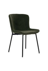 Maceda Esszimmerstuhl – Dunkelgrün Bouclé, schwarze Beine – 2er-Set