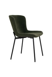 Maceda Esszimmerstuhl – Dunkelgrün Bouclé, schwarze Beine – 2er-Set