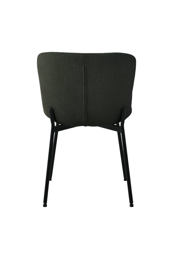 Maceda Esszimmerstuhl – Dunkelgrün Bouclé, schwarze Beine – 2er-Set