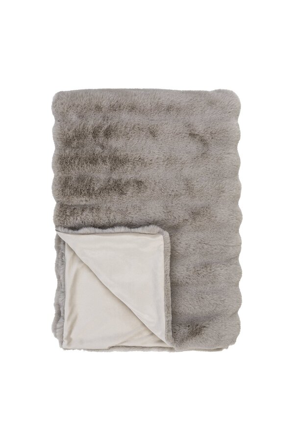Galena Plaid - Beige, kunstbont, 100% polyester, 130x180 cm