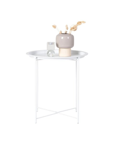 Bastia Bijzettafel - Staal, Wit - Ø47x50 cm
