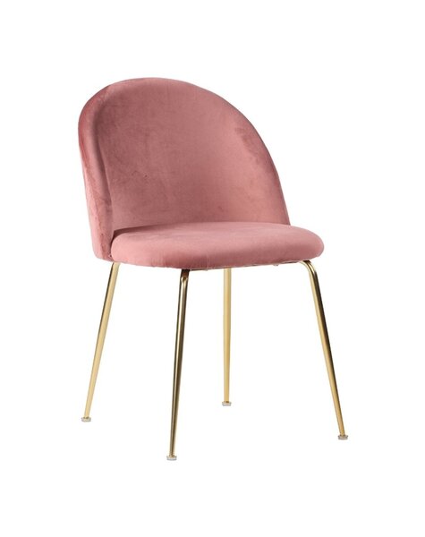 Geneve eetkamerstoel - Fluweel, staal, roze - Set van 2