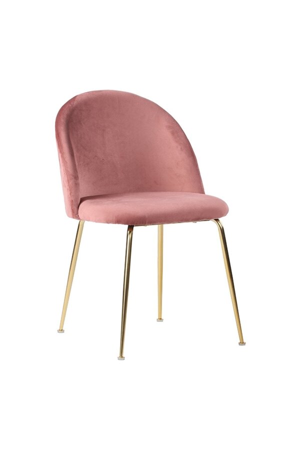 Geneve eetkamerstoel - Fluweel, staal, roze - Set van 2