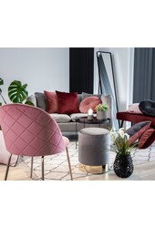 Geneve eetkamerstoel - Fluweel, staal, roze - Set van 2