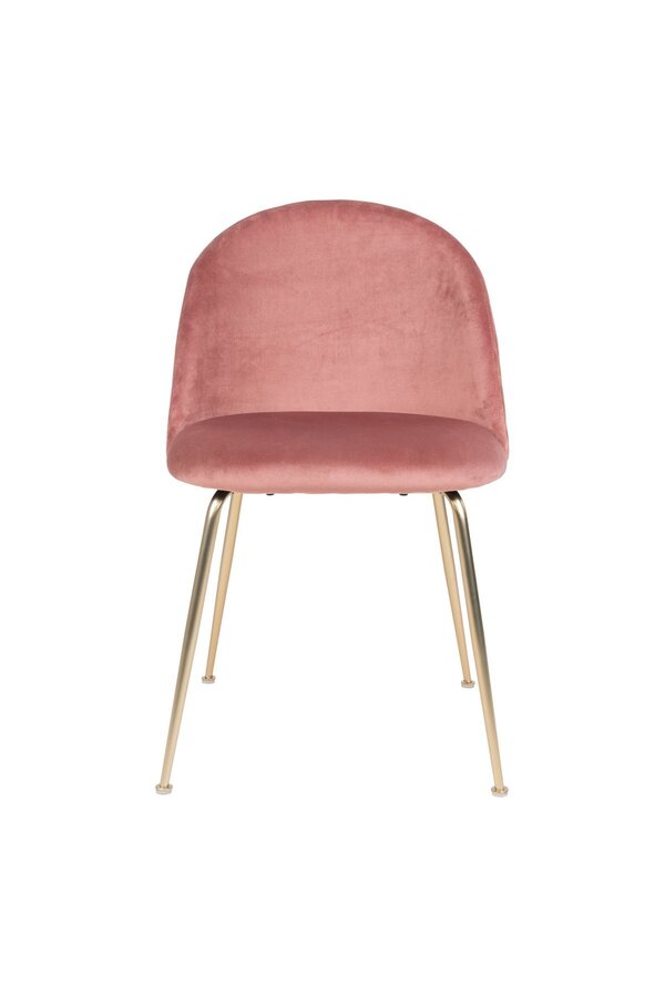 Geneve eetkamerstoel - Fluweel, staal, roze - Set van 2