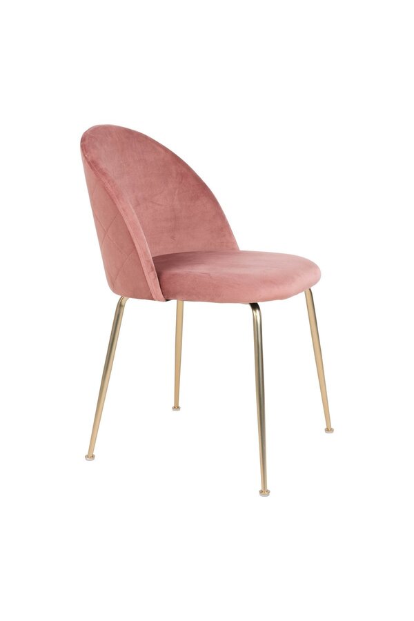 Geneve eetkamerstoel - Fluweel, staal, roze - Set van 2