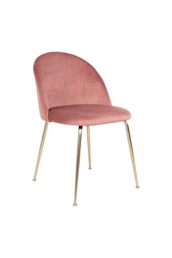 Geneve eetkamerstoel - Fluweel, staal, roze - Set van 2