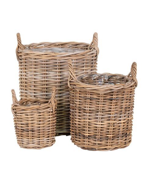Sema Manden - Natuurlijk, Kubus Rotan - Set van 3