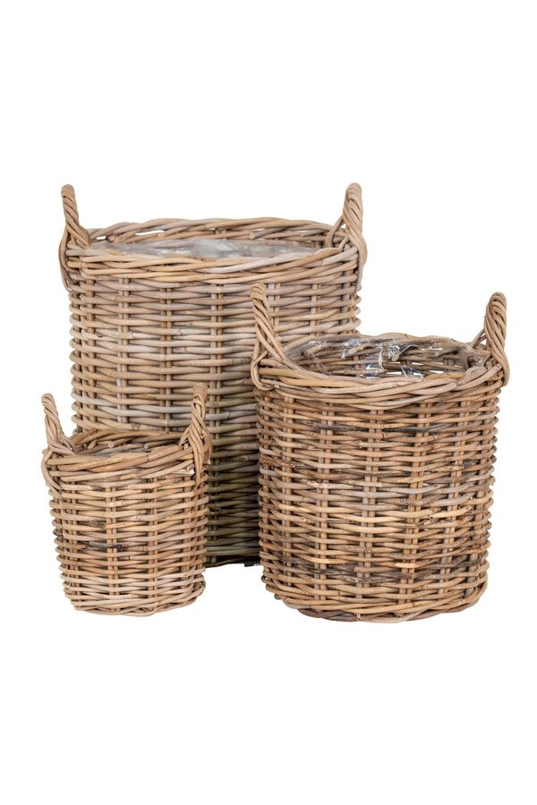Sema Manden - Natuurlijk, Kubus Rotan - Set van 3