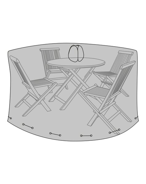 Luxury Cover - Luxe hoes voor ronde tafel 180 cm met 4 stoelen, 210g/m2 600D polyester PU gecoat, waterafstotend, zwart