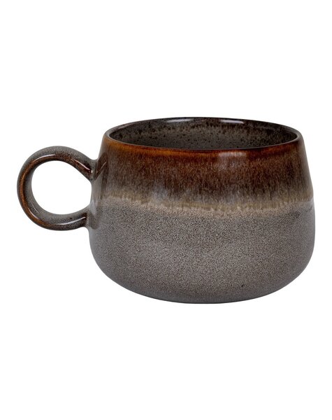 Selma Mug - Mok, keramiek, grijs/bruin, ø10x7,5 cm, set van 4