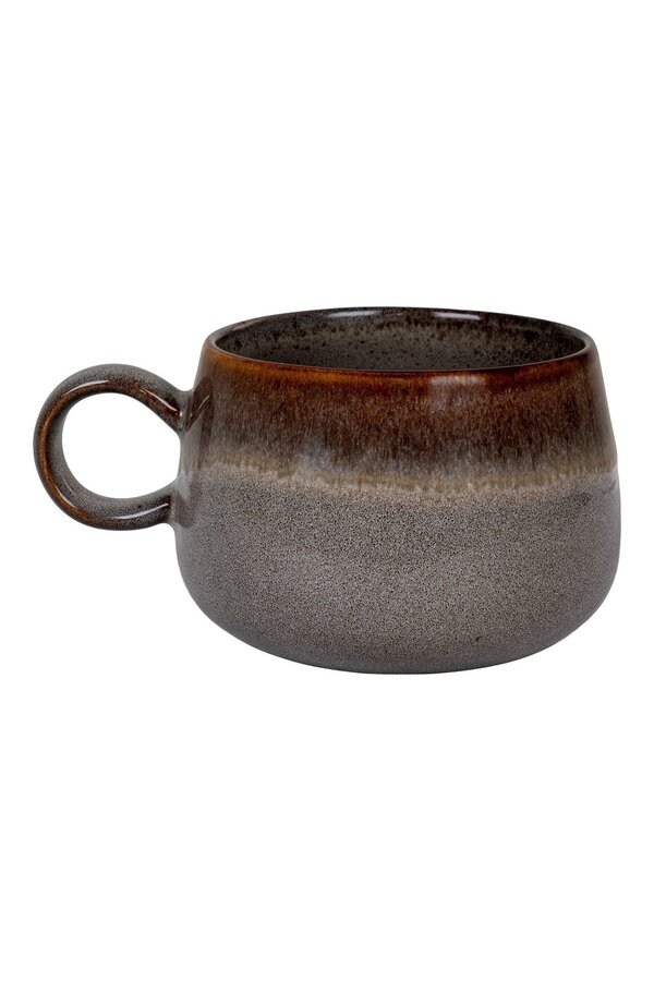 Selma Mug - Mok, keramiek, grijs/bruin, ø10x7,5 cm, set van 4