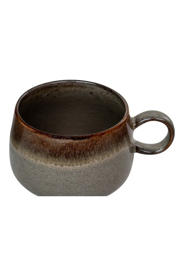 Selma Mug - Mok, keramiek, grijs/bruin, ø10x7,5 cm, set van 4