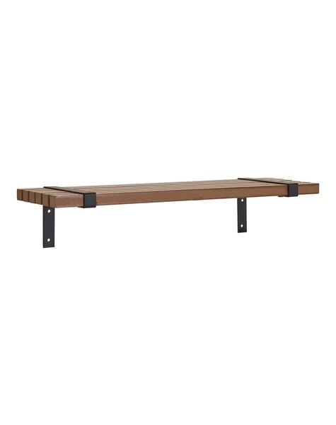Luxor Wandregal – Natur/Schwarz, MDF/Eschenholzfurnier/Metall, 50 x 15 x 10 cm