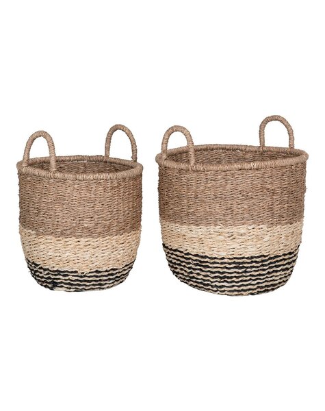 Lima Basket – Korb aus Seegras, natur/braun/schwarz, 2er-Set