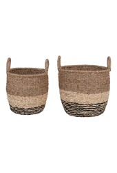 Lima Basket – Seegraskorb, natur/braun/schwarz, 2er-Set