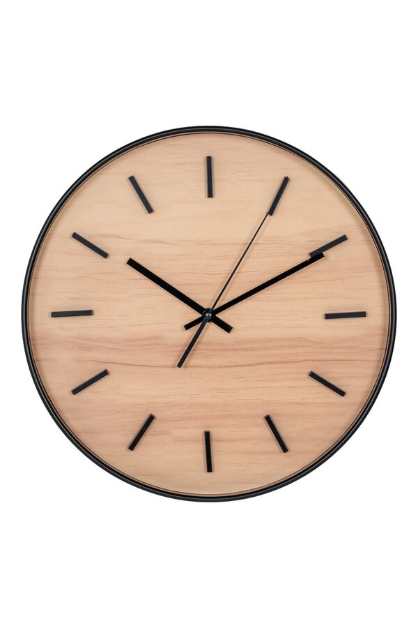Camden Wanduhr – Schwarz/Natur, Glas, Kunststoff, Ø 35 cm