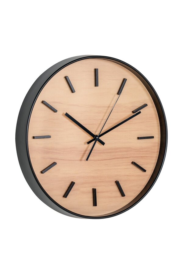 Camden Wanduhr – Schwarz/Natur, Glas, Kunststoff, Ø 35 cm