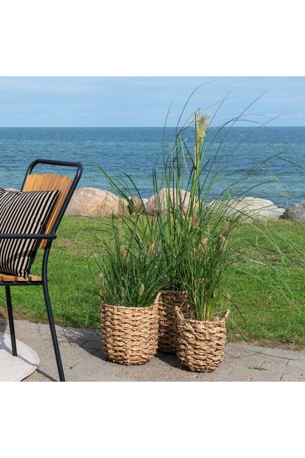 Hue Planter – Pflanzgefäß, Seegras, rund, naturfarben, 3er-Set