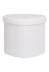 Medford Pouf – Weiß, Polyester/Schaumstoff/Sperrholz, 36,5 x 42,5 x 37,5 cm