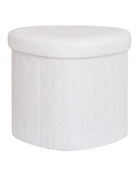 Medford Pouf – Weiß, Polyester/Schaumstoff/Sperrholz, 36,5 x 42,5 x 37,5 cm