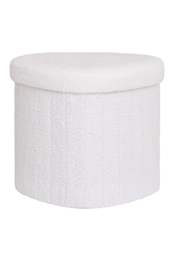 Medford Pouf – Weiß, Polyester/Schaumstoff/Sperrholz, 36,5 x 42,5 x 37,5 cm
