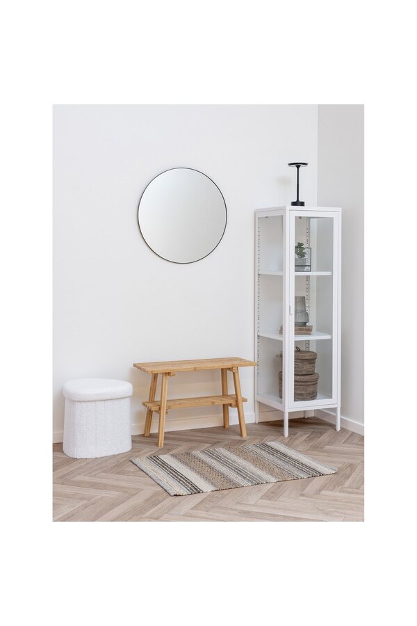 Medford Pouf – Weiß, Polyester/Schaumstoff/Sperrholz, 36,5 x 42,5 x 37,5 cm