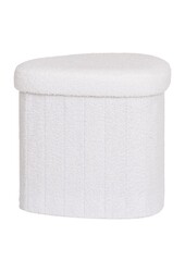 Medford Pouf – Weiß, Polyester/Schaumstoff/Sperrholz, 36,5 x 42,5 x 37,5 cm