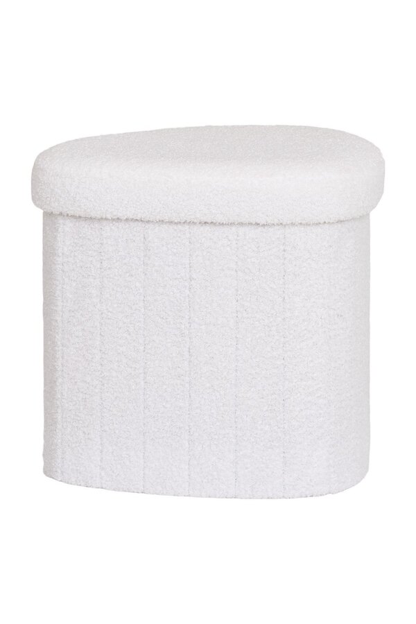 Medford Pouf – Weiß, Polyester/Schaumstoff/Sperrholz, 36,5 x 42,5 x 37,5 cm