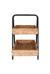 Alfaro Tablett – Natur/Schwarz, Wasserhyazinthe, Metall, 42 x 23 x 43,5 cm