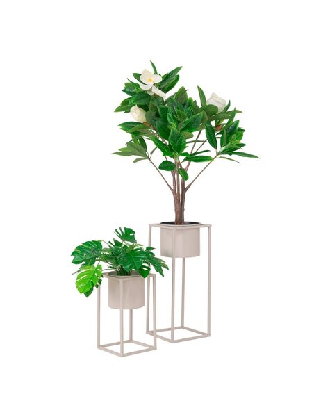 Marla Blumentöpfe – Beige/Grau, Stahl – 2er-Set