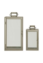 Corfu Laternen – Grün, Stahl, Glas, 13/19,5 x 13/19,5 x 25,5/40 cm – 2er-Set