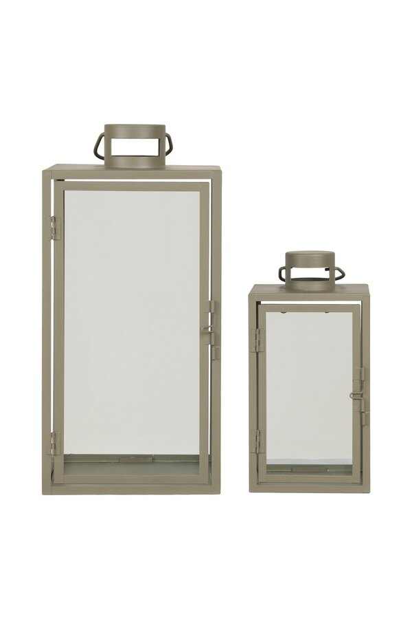 Corfu Laternen – Grün, Stahl, Glas, 13/19,5 x 13/19,5 x 25,5/40 cm – 2er-Set