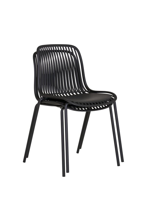 Branson Gartenstuhl – Schwarz, stapelbar, 55 x 46,5 x 82 cm – 4er-Set