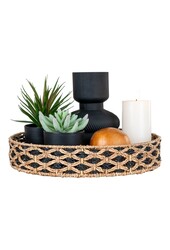 Nerja Tablett – Seegras, Schwarz/Natur – Ø 38 cm