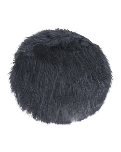 Lammleder Sitzfläche Kunstleder – Grau, Polyester, Ø35x6,5 cm