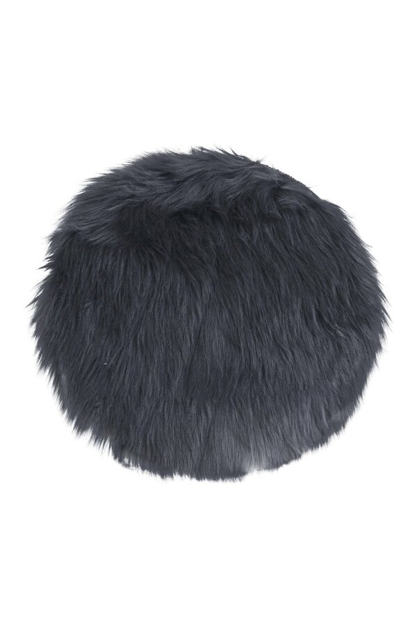 Lammleder Sitzfläche Kunstleder – Grau, Polyester, Ø35x6,5 cm