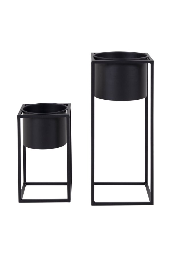Marla Blumentöpfe – Schwarz, Stahl – 2er-Set