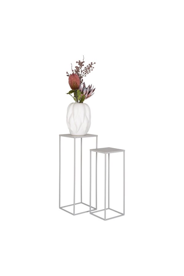 Beja Blumenständer – Blumenständer, Stahl, kühles Grau, 2er-Set