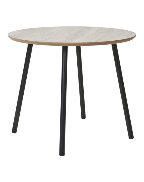 Aalst Couchtisch – Schwarz/Beige, Stahl, MDF, Ø55x45cm