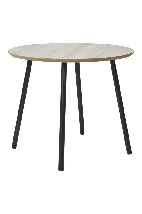 Aalst Couchtisch – Schwarz/Beige, Stahl, MDF, Ø55x45cm