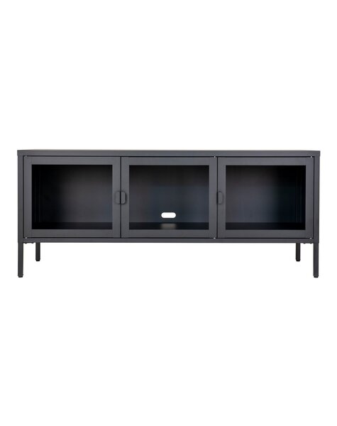 Brisbane TV-Möbel – Schwarz, Stahl/Glas, 130 x 40 x 55 cm