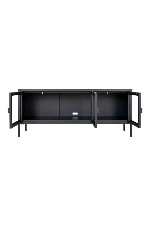 Brisbane TV-Möbel – Schwarz, Stahl/Glas, 130 x 40 x 55 cm