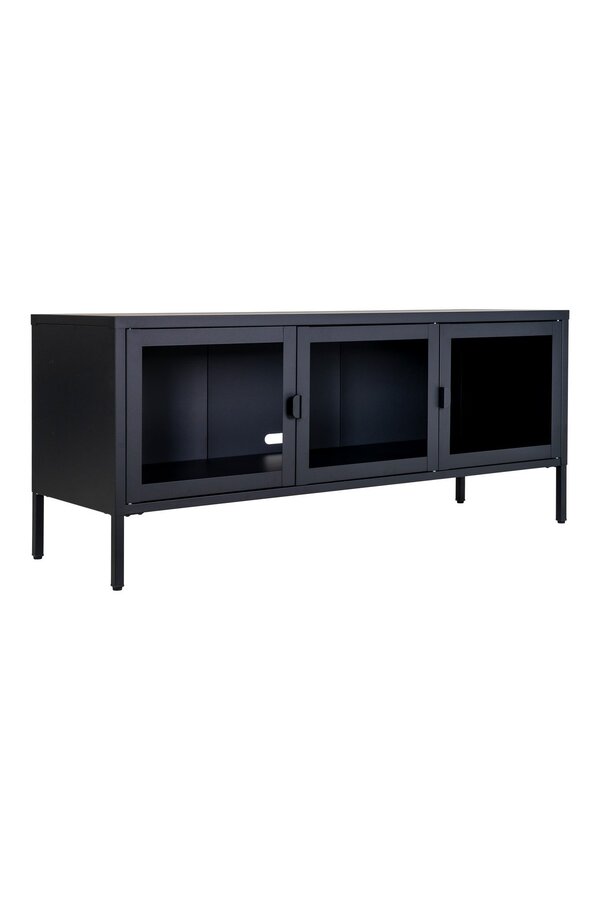 Brisbane TV-Möbel – Schwarz, Stahl/Glas, 130 x 40 x 55 cm