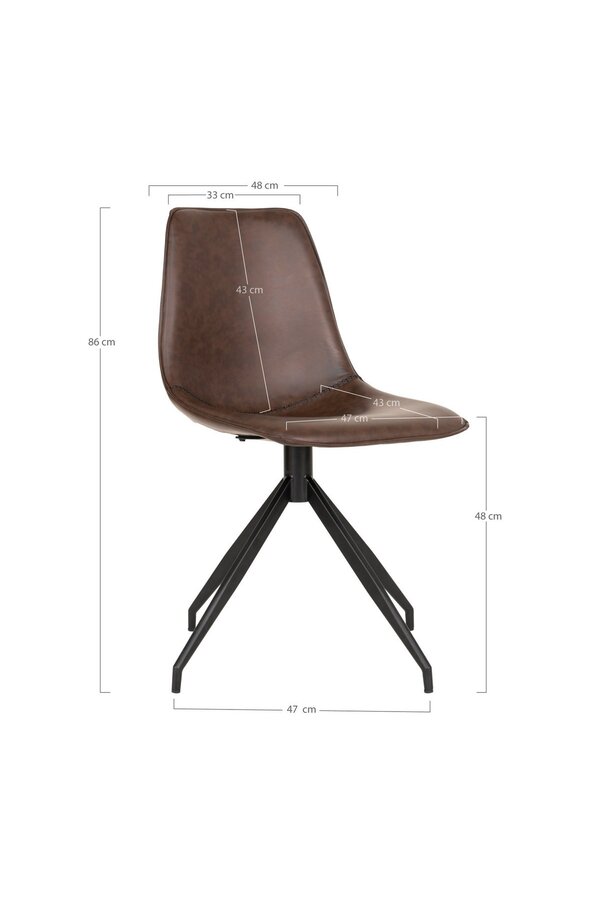 Monaco Esszimmerstuhl – Dunkelbraun, PU/Stahl, 56 x 48 x 86 cm – 2er-Set