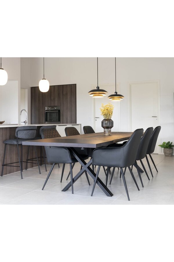 Verlängerungsplatten für Tisch Toulon/Montpellier/Bordeaux – Schwarz, Eiche/Stahl, 95 x 50 x 4 cm – 2er-Set