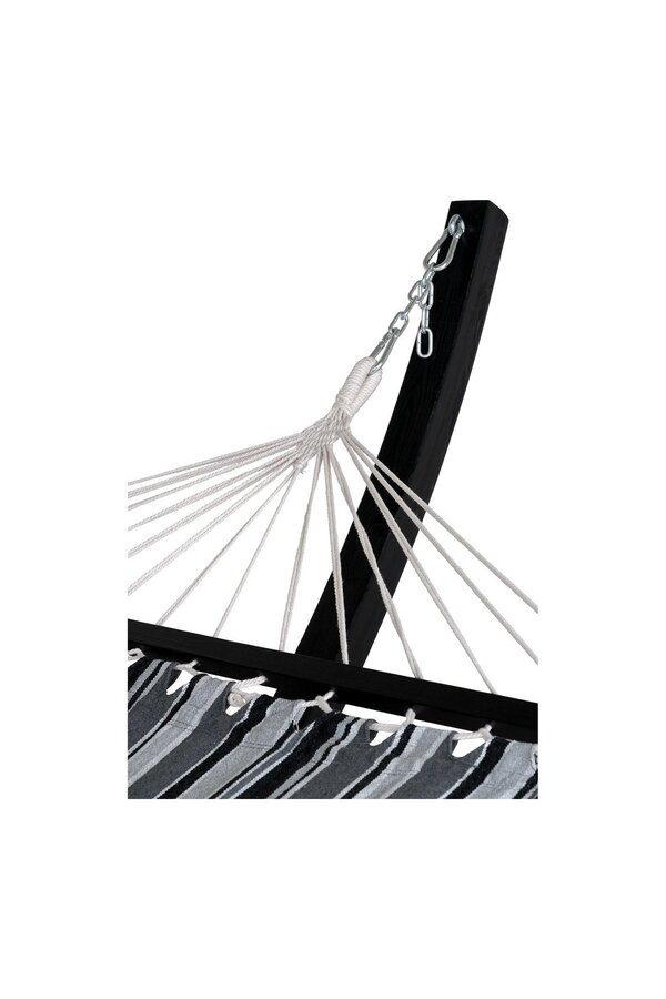 Tripoli Hängematte – Grau/Schwarz, Polyester/Baumwolle, Lärche, 320 x 120 x 120 cm