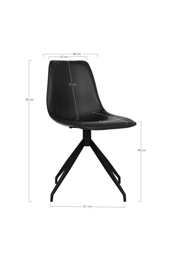 Monaco Esszimmerstuhl – Schwarz, PU/Stahl, 56 x 48 x 86 cm – 2er-Set