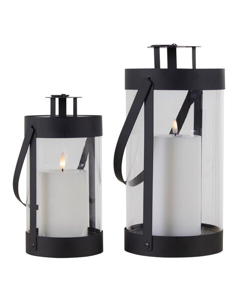 Bondi-Laternen – Schwarz, Stahl/Glas – 2er-Set